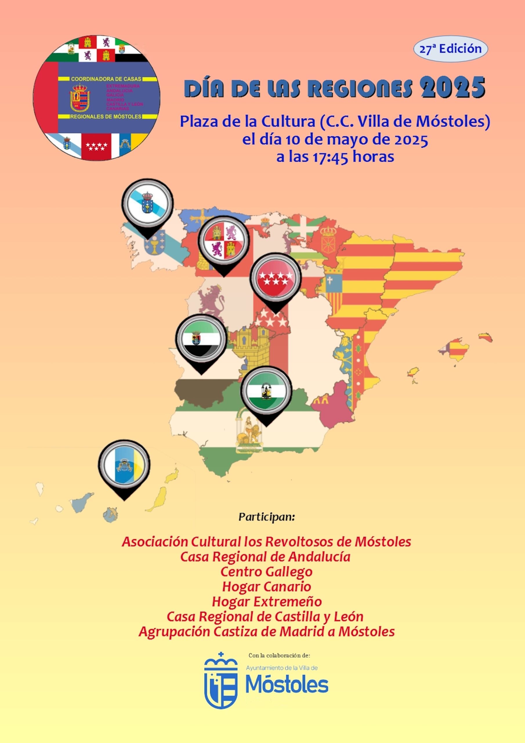 Móstoles celebrará este sábado la 27ª edición del Día de las Regiones con bailes típicos en la Plaza de la Cultura