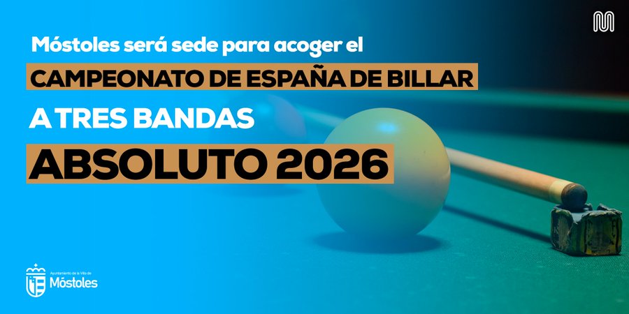 Móstoles será sede para acoger el Campeonato de España de Billar a Tres Bandas Absoluto 2026
