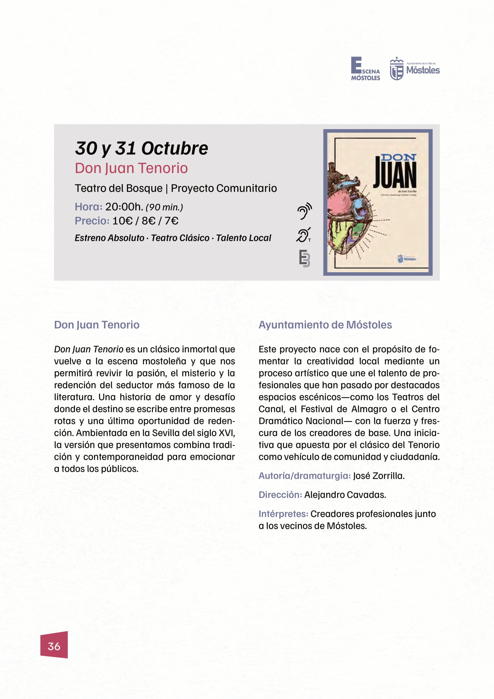 Una versión local de “Don Juan Tenorio” destaca en la agenda cultural de Móstoles