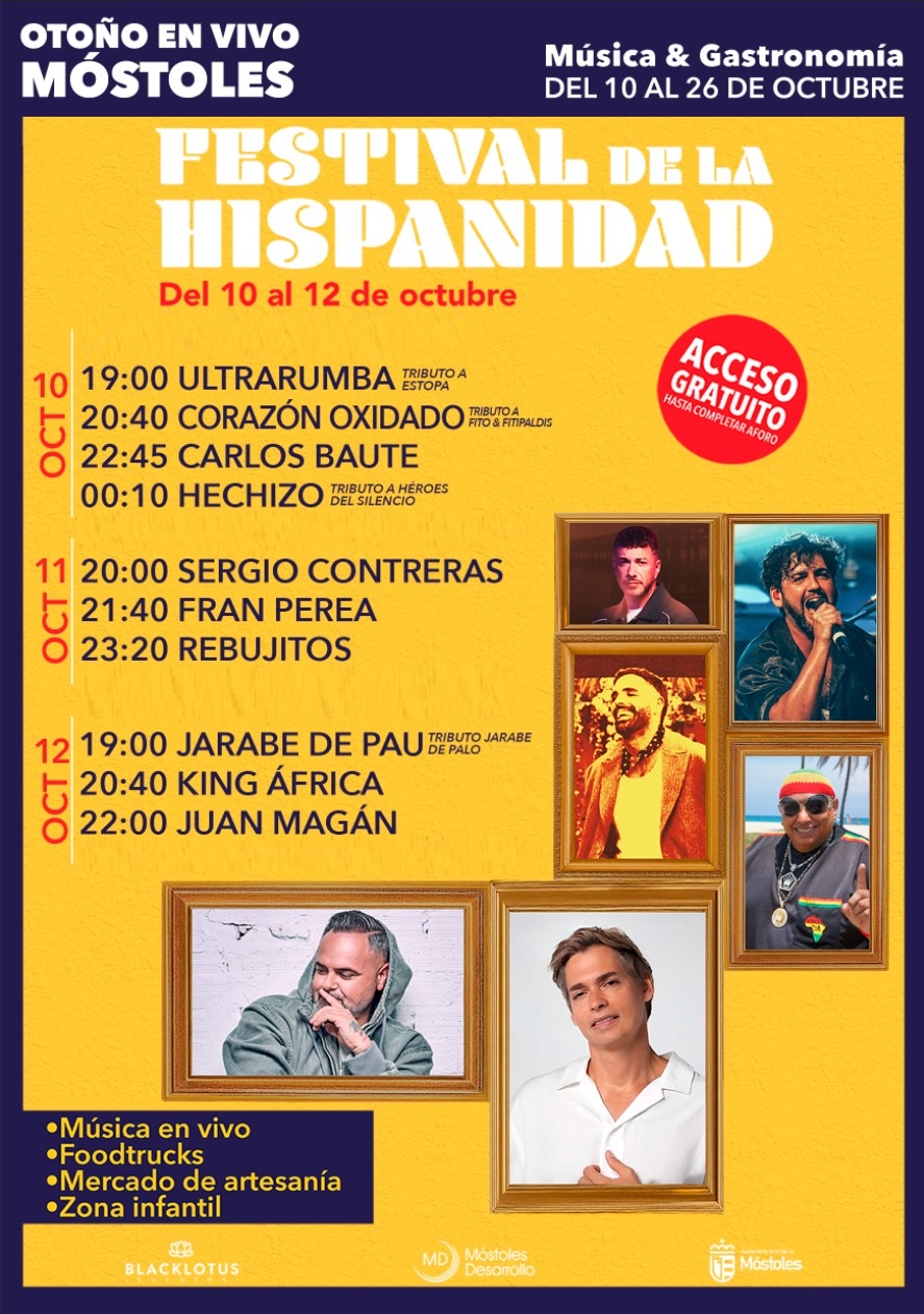 Carlos Baute, Juan Magán, King África y Fran Perea encabezan el cartel del Festival de la Hispanidad de Móstoles