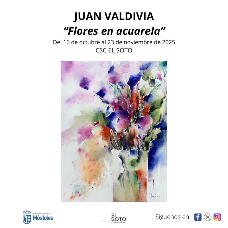 El Centro Sociocultural El Soto se llena de “Flores en acuarela”, una exposición del artista Juan Valdivia