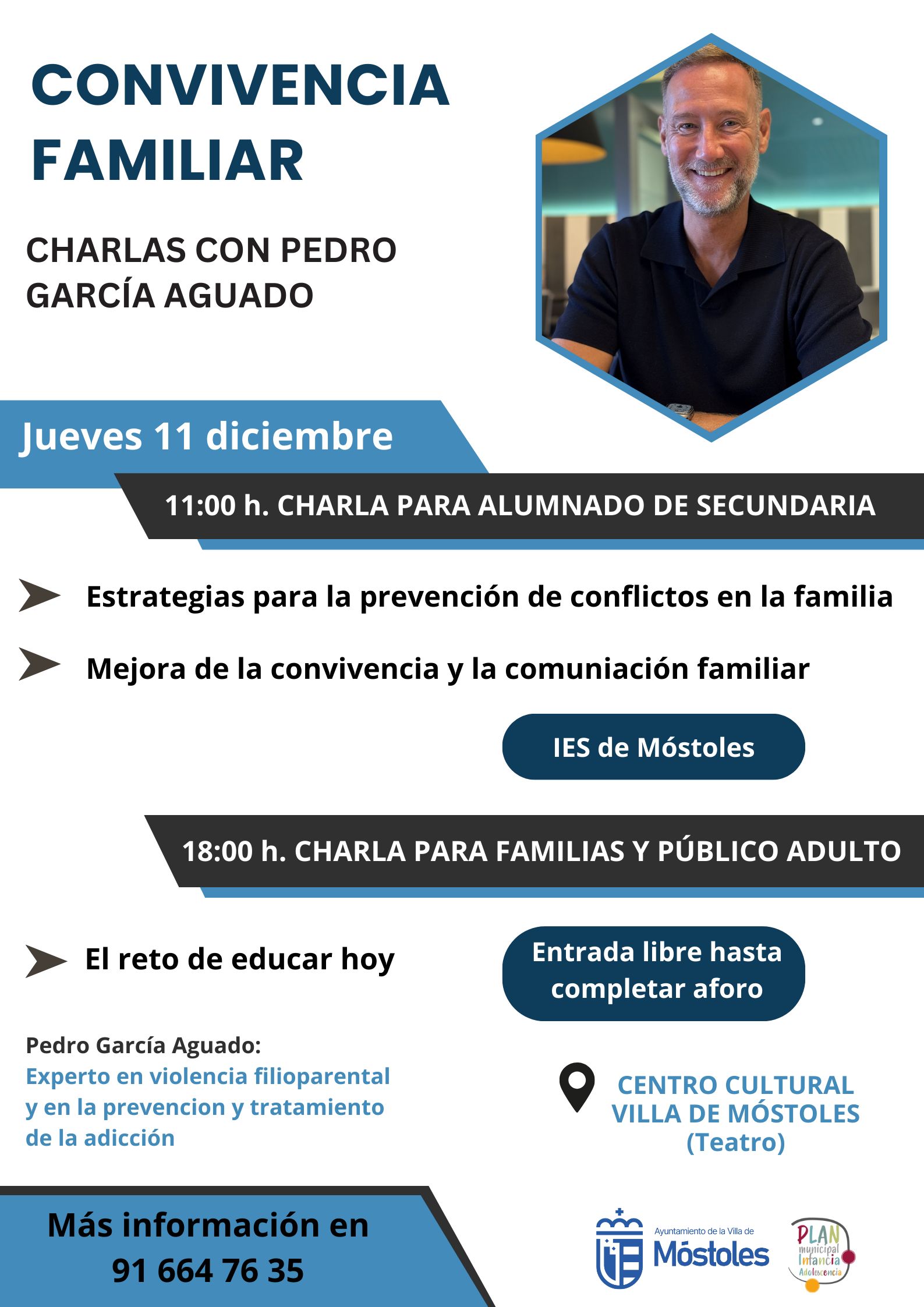 Móstoles organiza una jornada de convivencia familiar con charlas especializadas a cargo de Pedro García Aguado, “Hermano mayor”