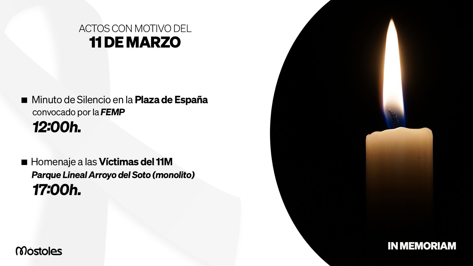 Móstoles rendirá homenaje mañana a las víctimas del terrorismo con motivo del 11-M