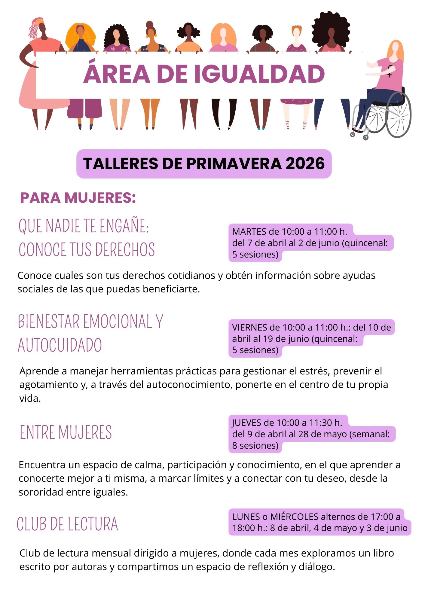 Móstoles ofrece nuevos talleres de igualdad para la primavera