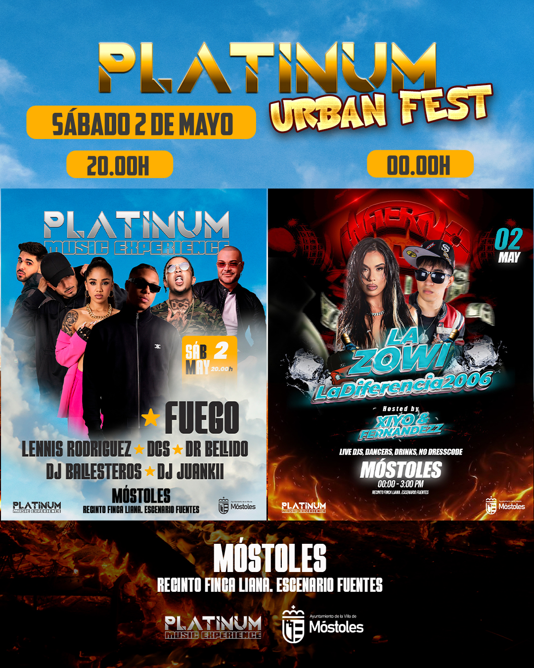 La fiesta “Móstoles Platinum Urban” protagoniza los conciertos del fin de semana en las Fiestas del 2 de Mayo