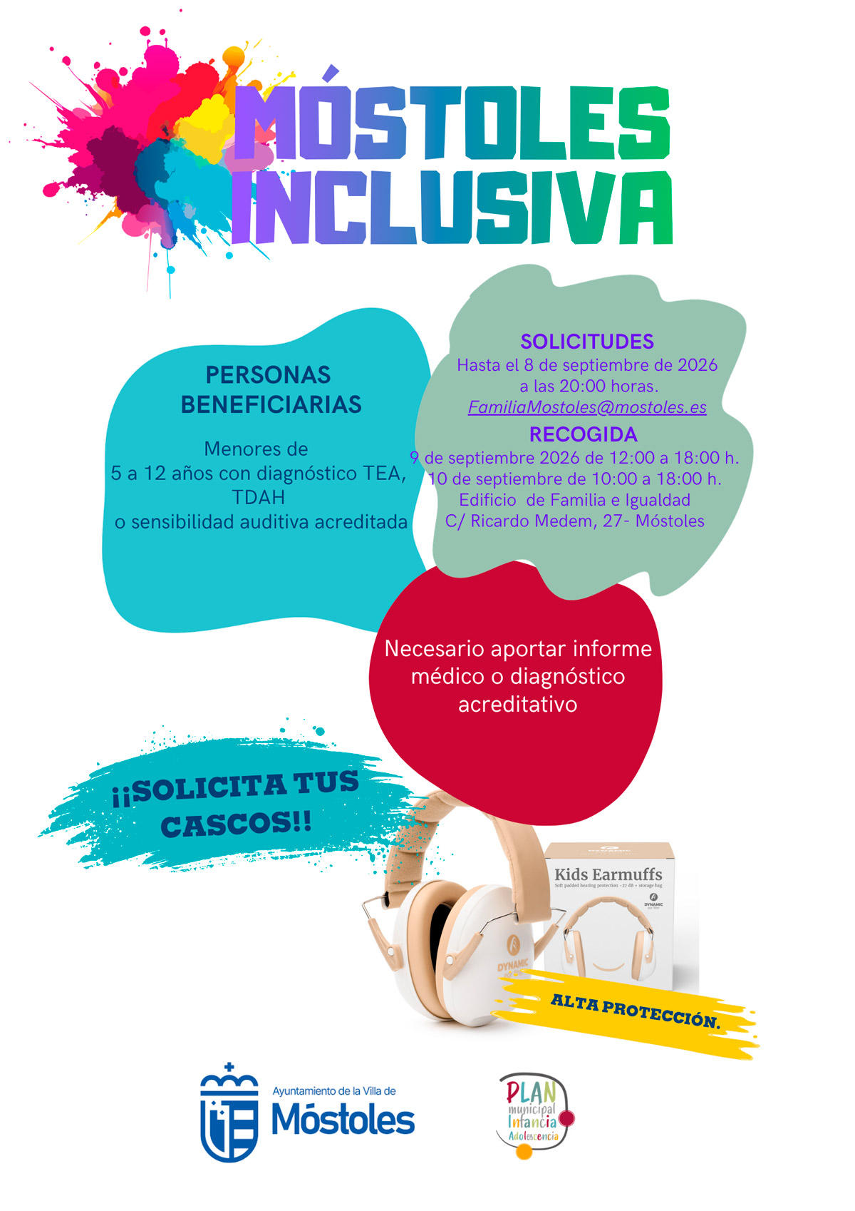 El Ayuntamiento de Móstoles repartirá en las Fiestas Patronales cascos antirruido a niños con sensibilidad sensorial