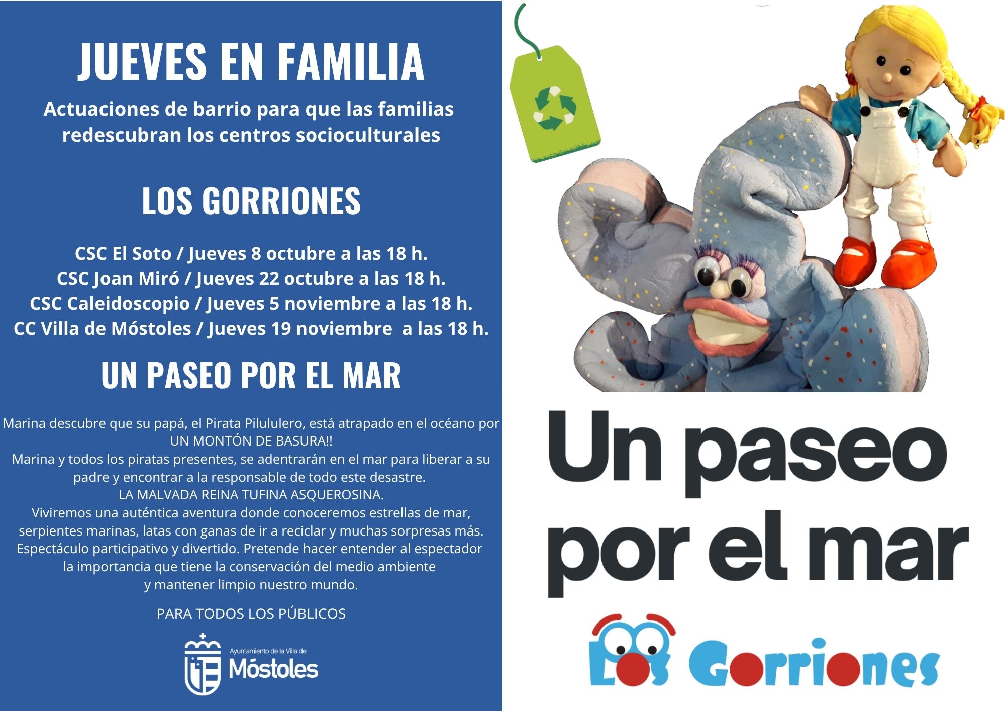 Los centros socioculturales de Móstoles ofrecen una nueva programación de Jueves en Familia